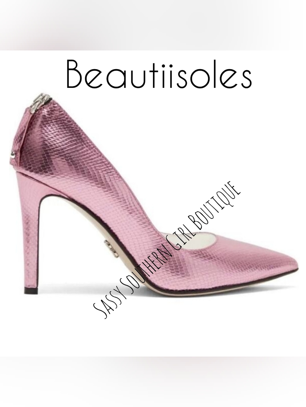🆕⭐ Beautiisoles Pink Metallic High Heel Pumps - - Picture 1 of 14